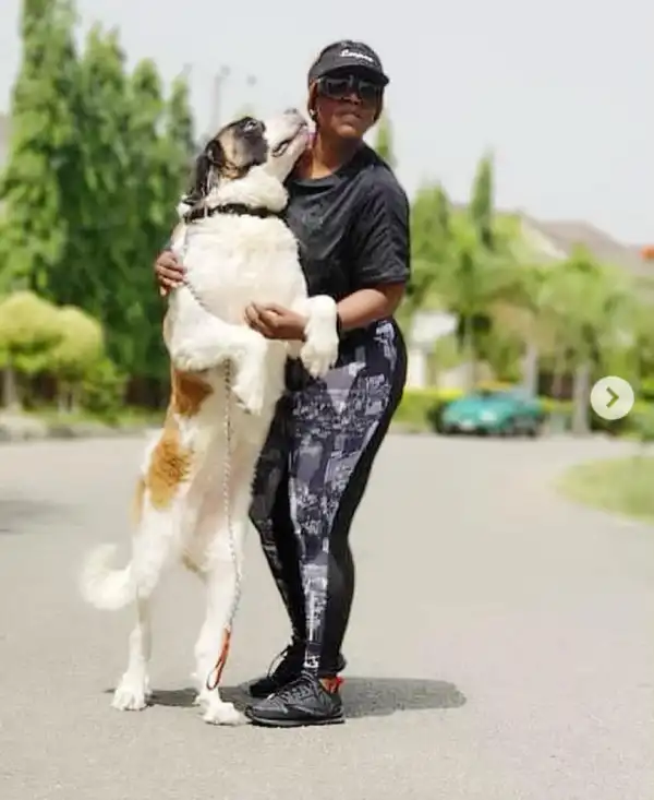 Actress Empress Njamah Steps Out With Her Hefty St Bernard Dogs (Photos)